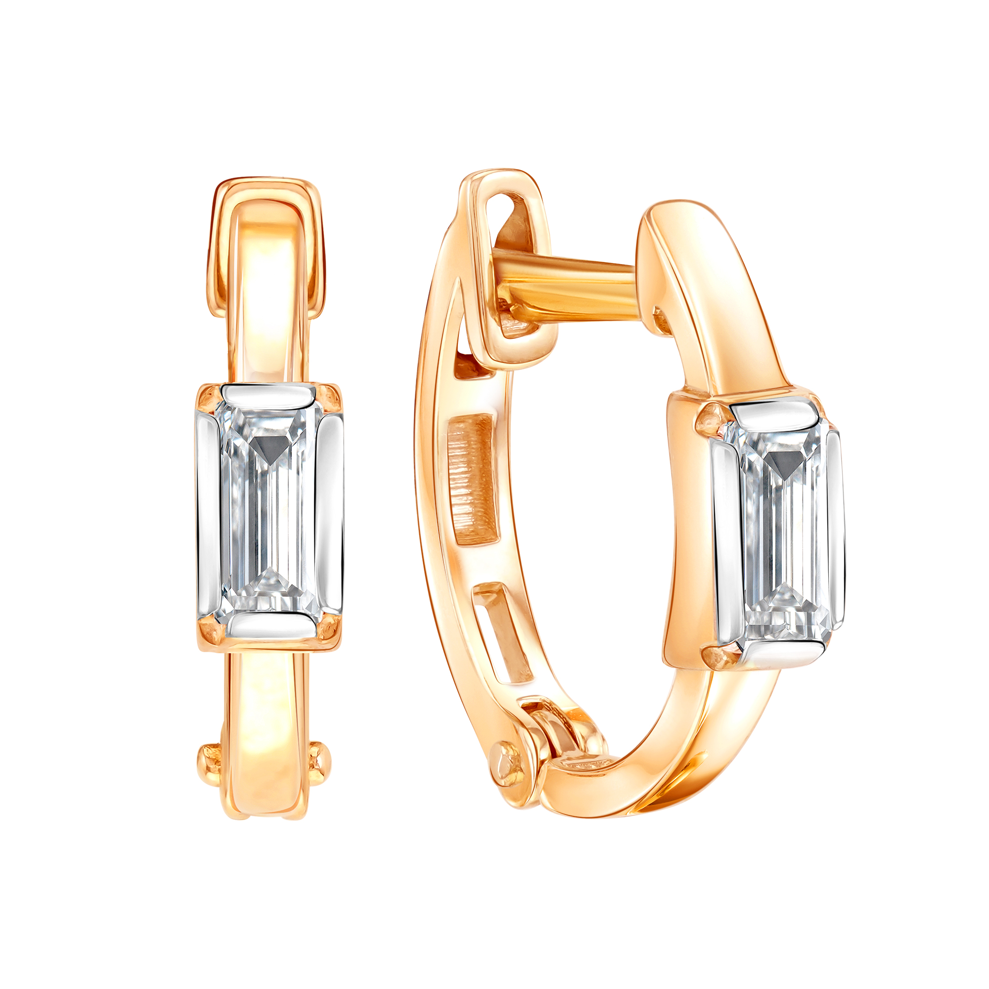 Серьги из красного золота с фианитами