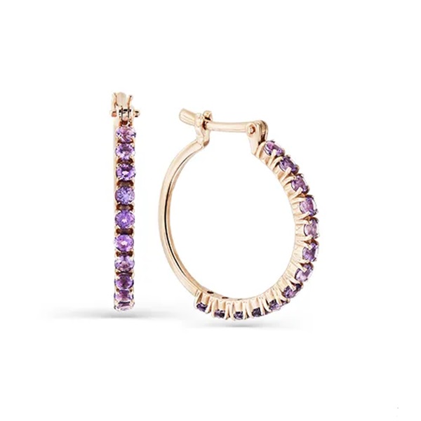 Серьги из красного золота с аметистами