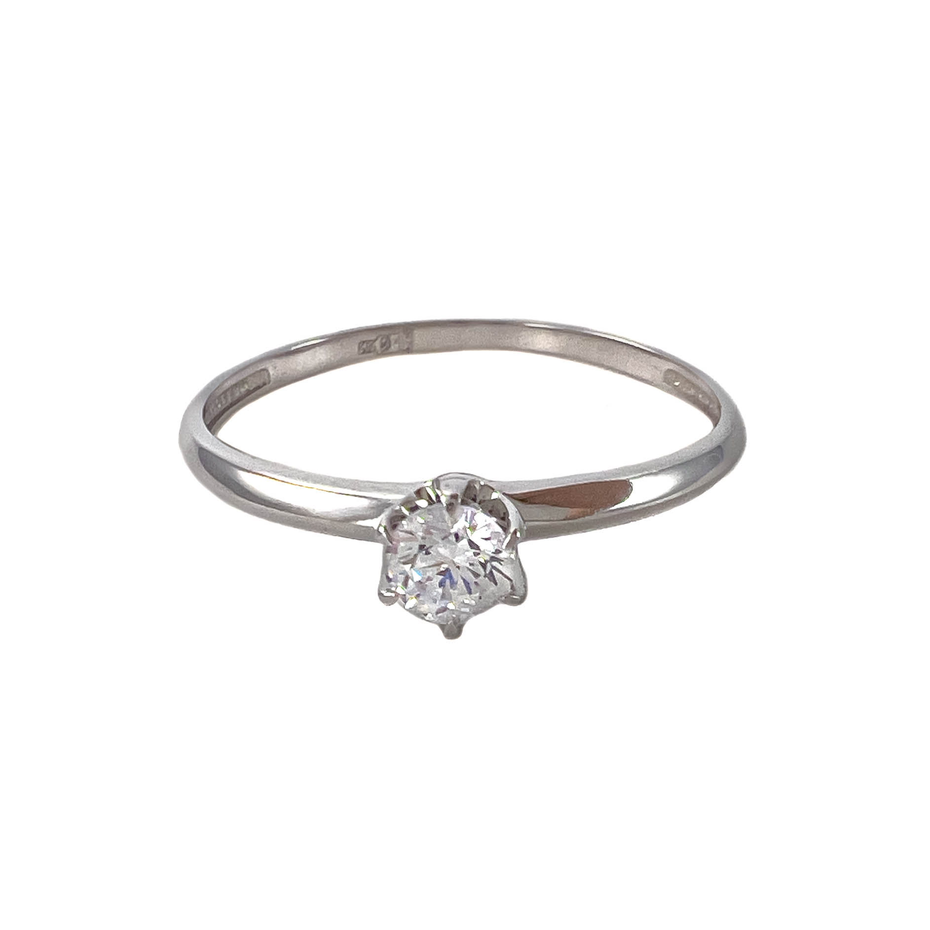 Кольцо из белого золота с фианитом