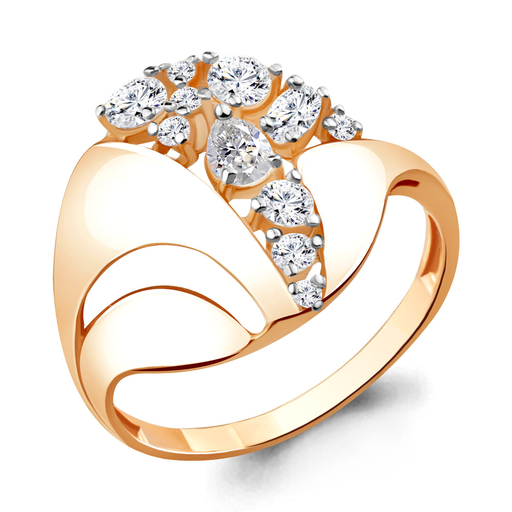 Кольцо из красного золота с фианитами