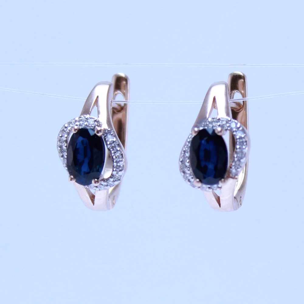 Серьги из золота с бриллиантами и сапфирами