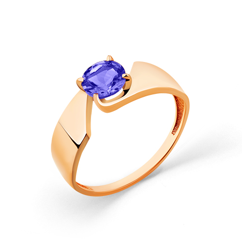 Кольцо из красного золота с танзанитом