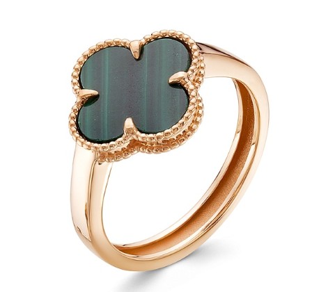 Кольцо из красного золота с малахитом