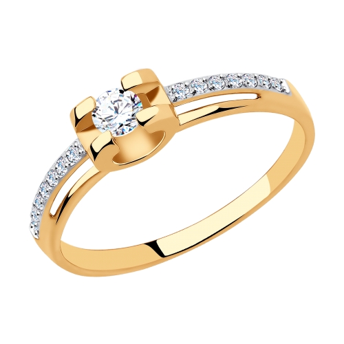 Кольцо из красного золота с фианитами