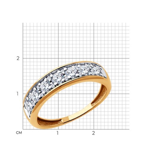 Кольцо из красного золота с фианитами