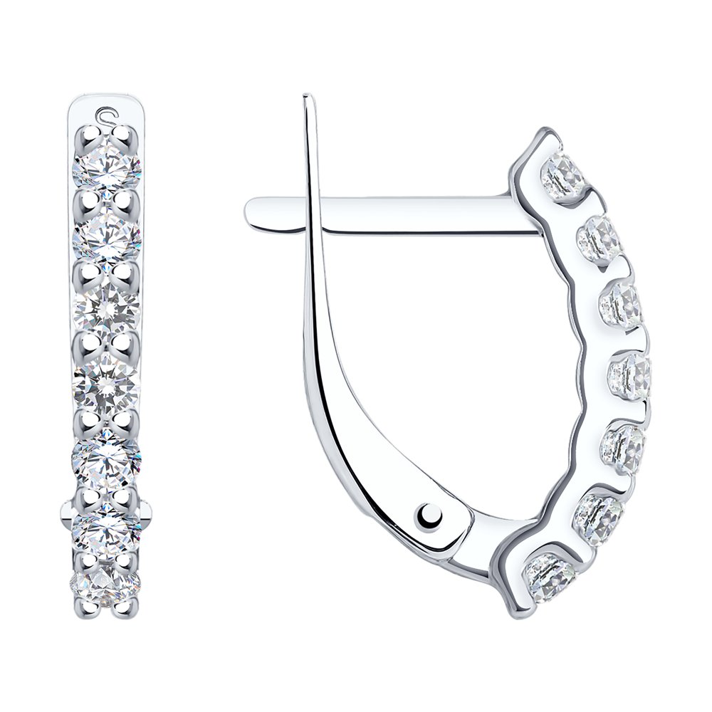 Серьги из белого золота с фианитами