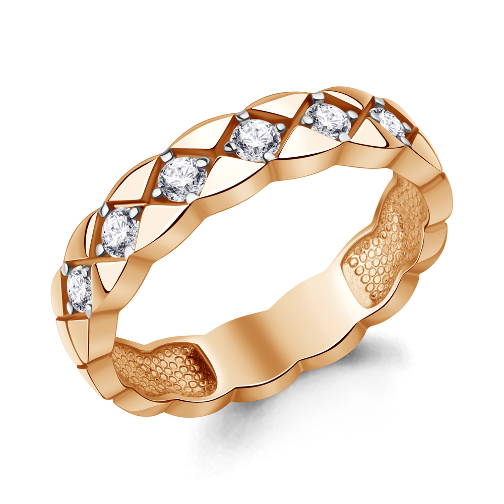 Кольцо из красного золота с фианитами