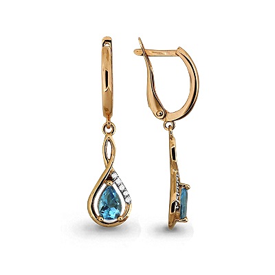 Серьги из красного золота с топазами и фианитами