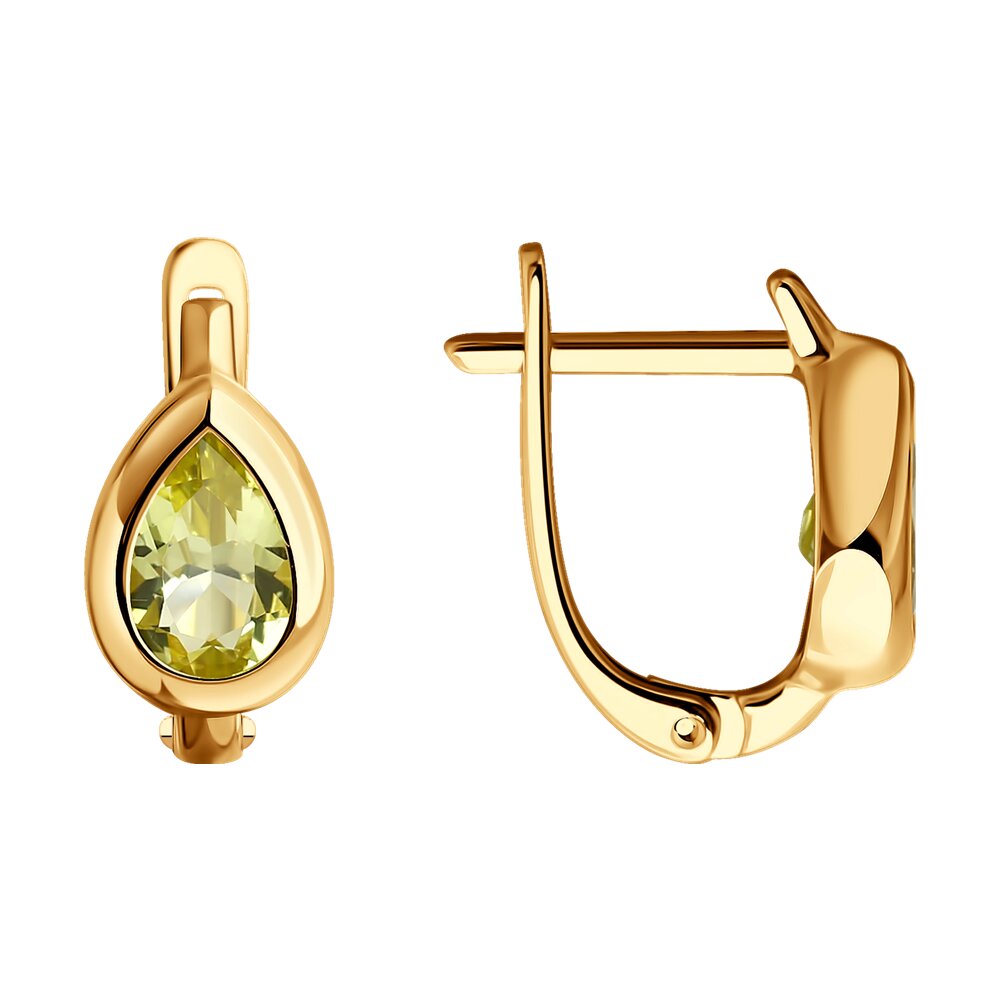 Серьги из красного золота с кварцем