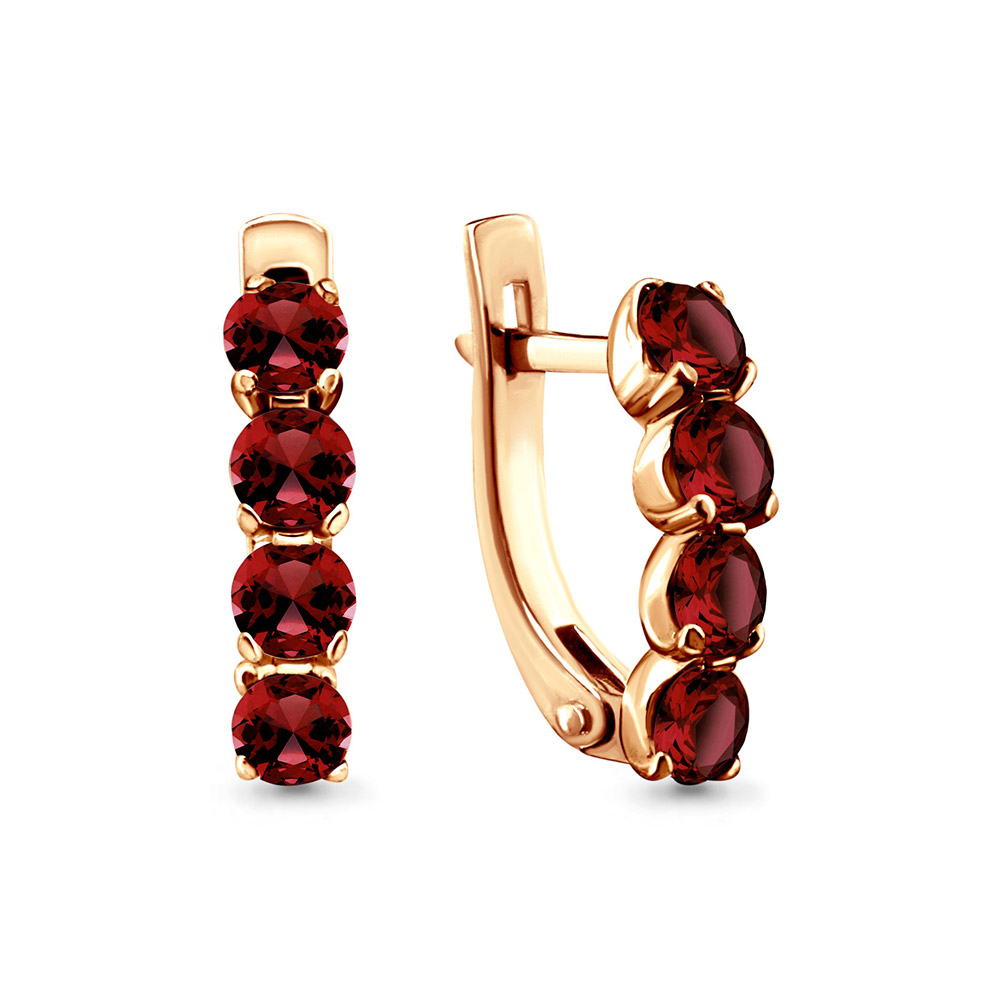 Серьги из красного золота с гранатами