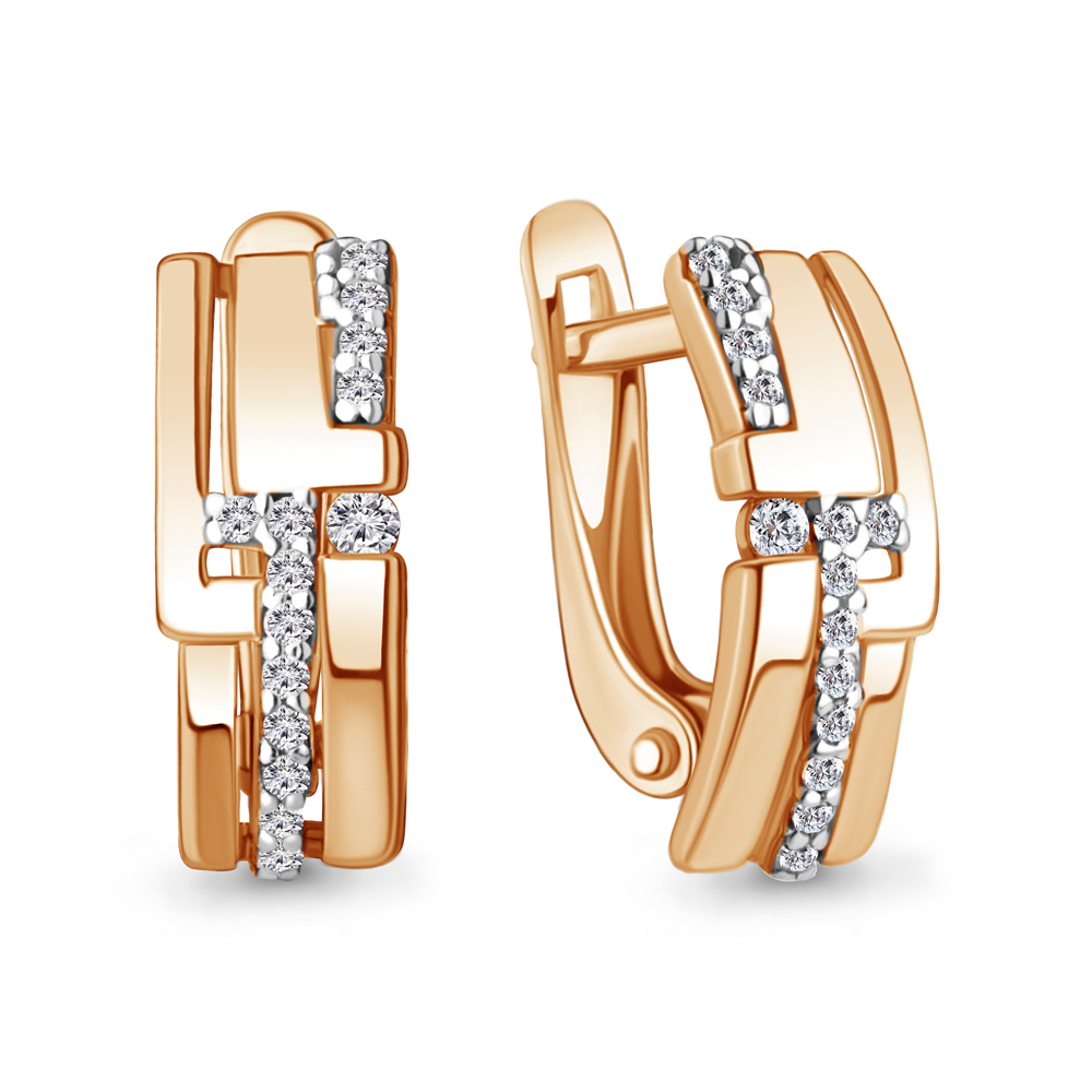 Серьги из красного золота с фианитами