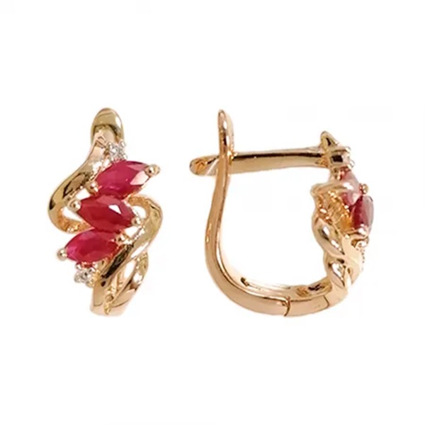 Серьги из красного золота с рубинами и бриллиантами