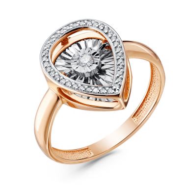 Кольцо из красного золота с танцующим бриллиантом