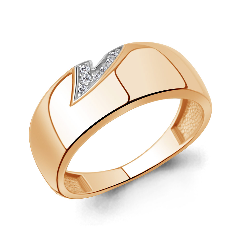 Кольцо из красного золота с фианитами