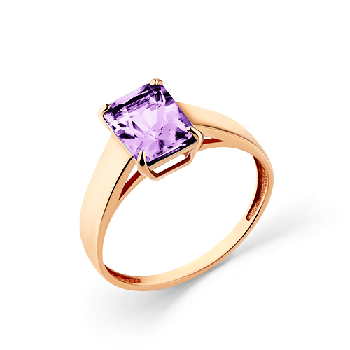 Кольцо из красного золота с аметистом