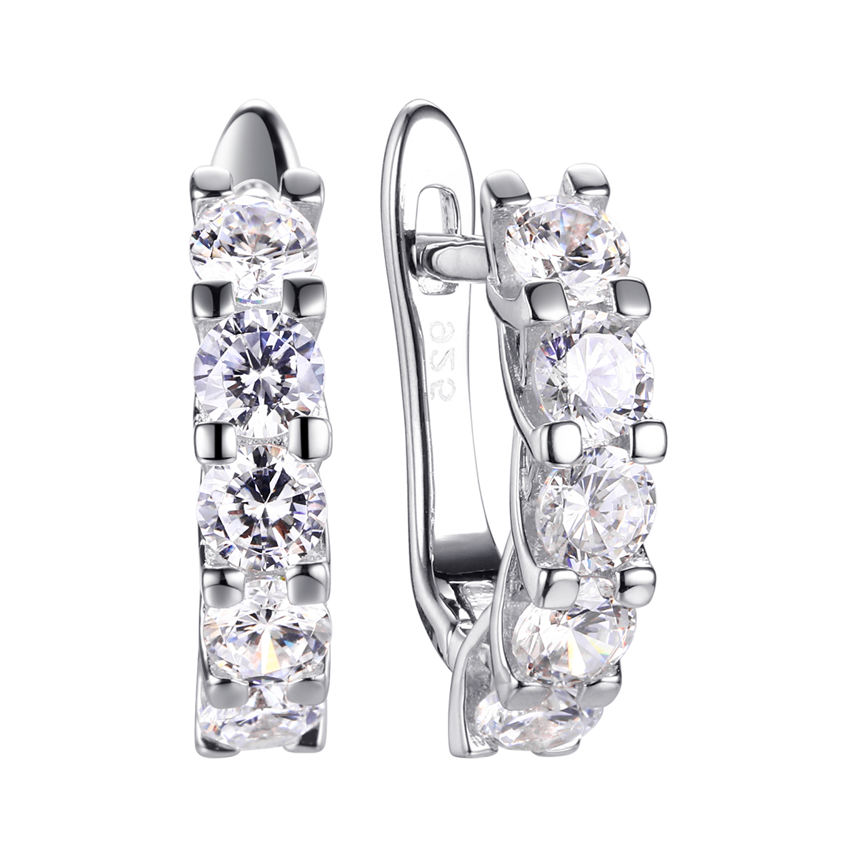 Серьги из серебра с фианитами