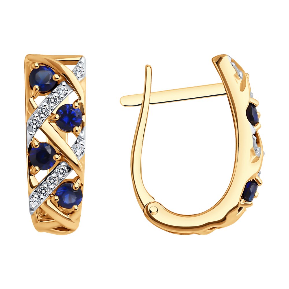 Серьги из золота с бриллиантами и корундами