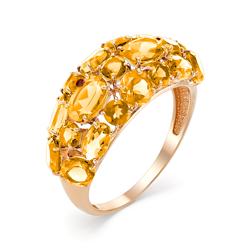 Кольцо из красного золота с цитринами