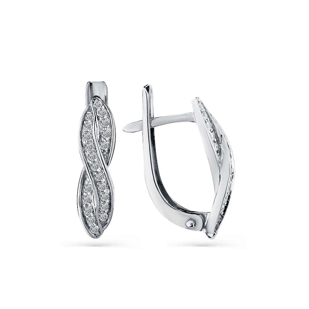 Серьги из белого золота с фианитами