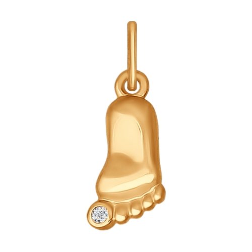 Подвеска «Пяточка» из красного золота 585 пробы с фианитом