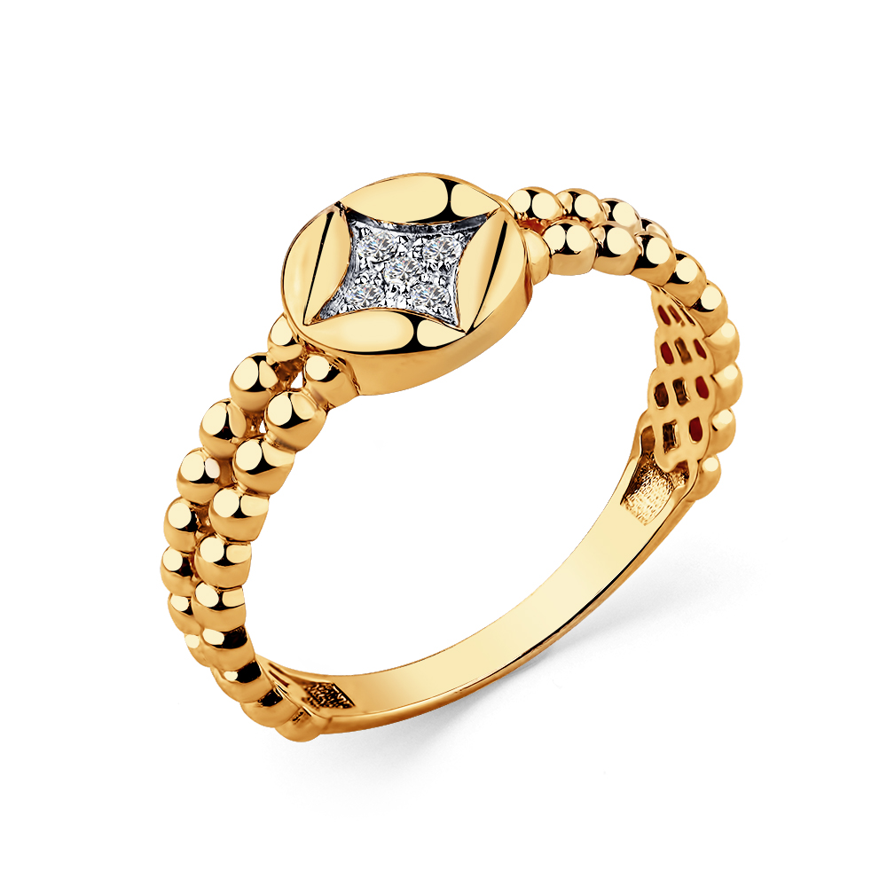 Кольцо из красного золота с фианитами