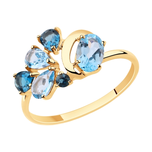 Кольцо из красного золота с топазами