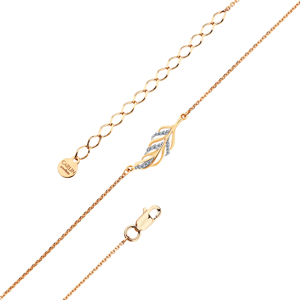 Браслет из красного золота с фианитами