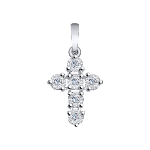 Декоративный крестик из белого золота с бриллиантами