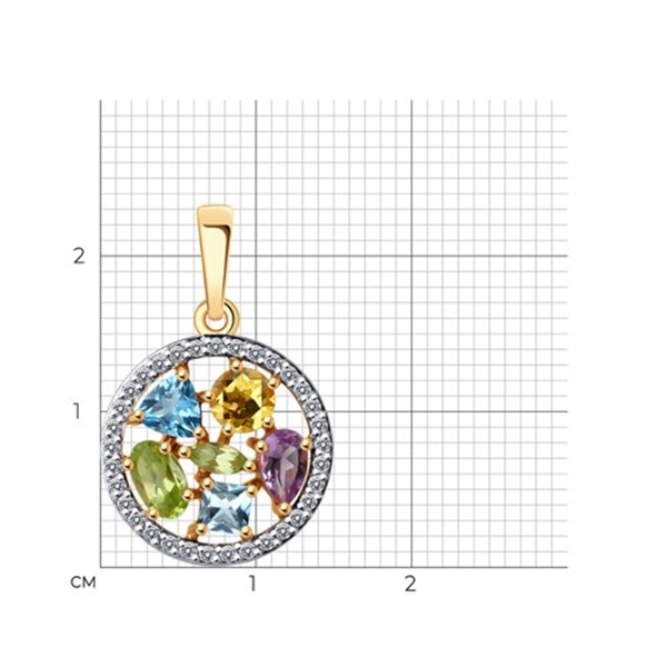 Подвеска из красного золота с миксом камней