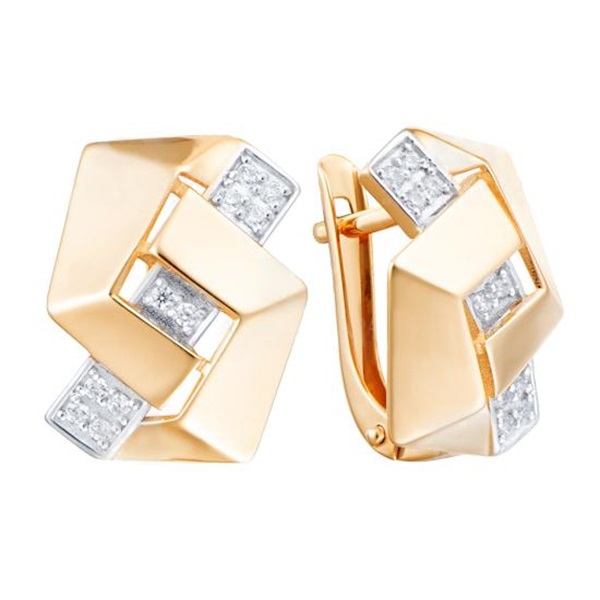 Серьги из красного золота с фианитами