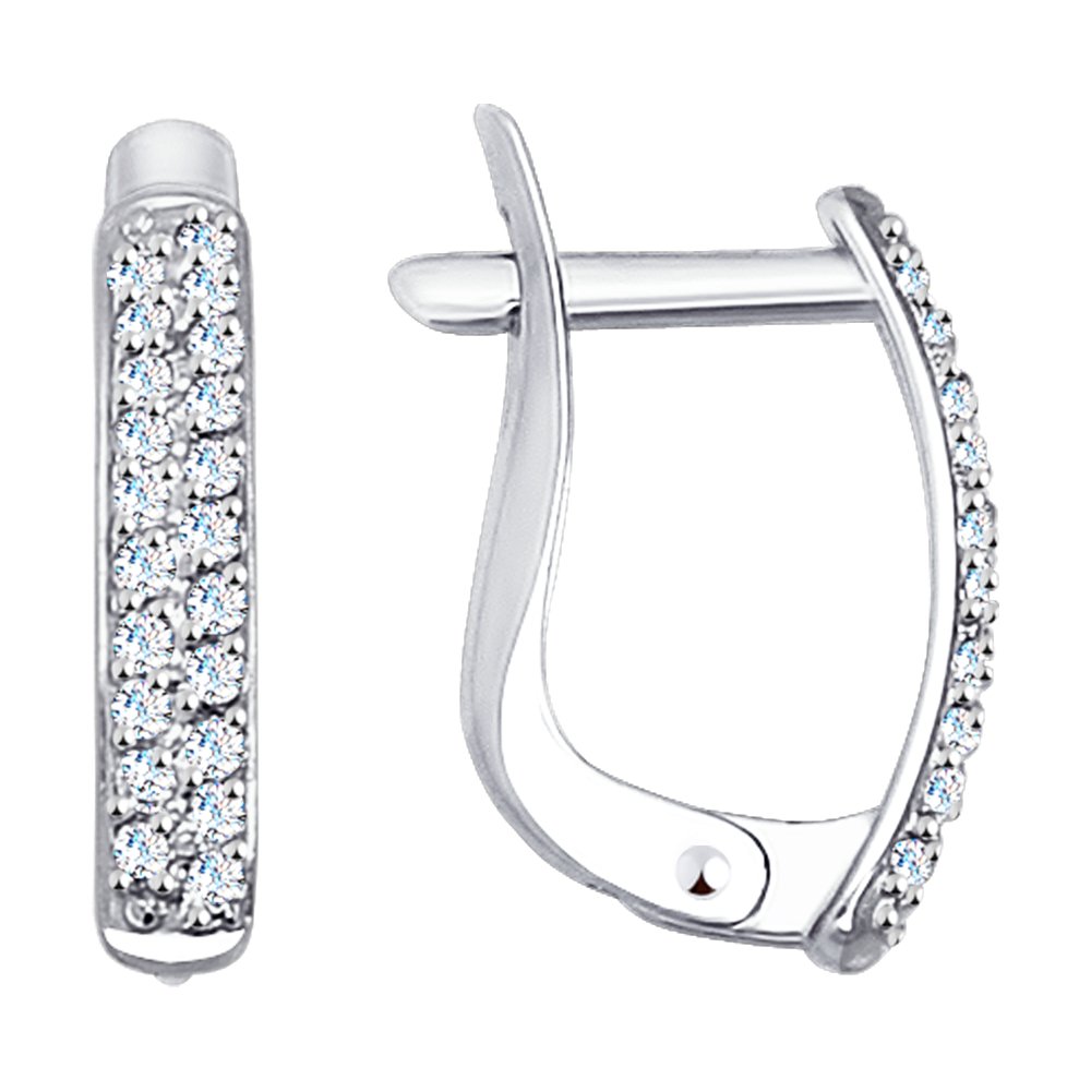 Серьги из белого золота с фианитами