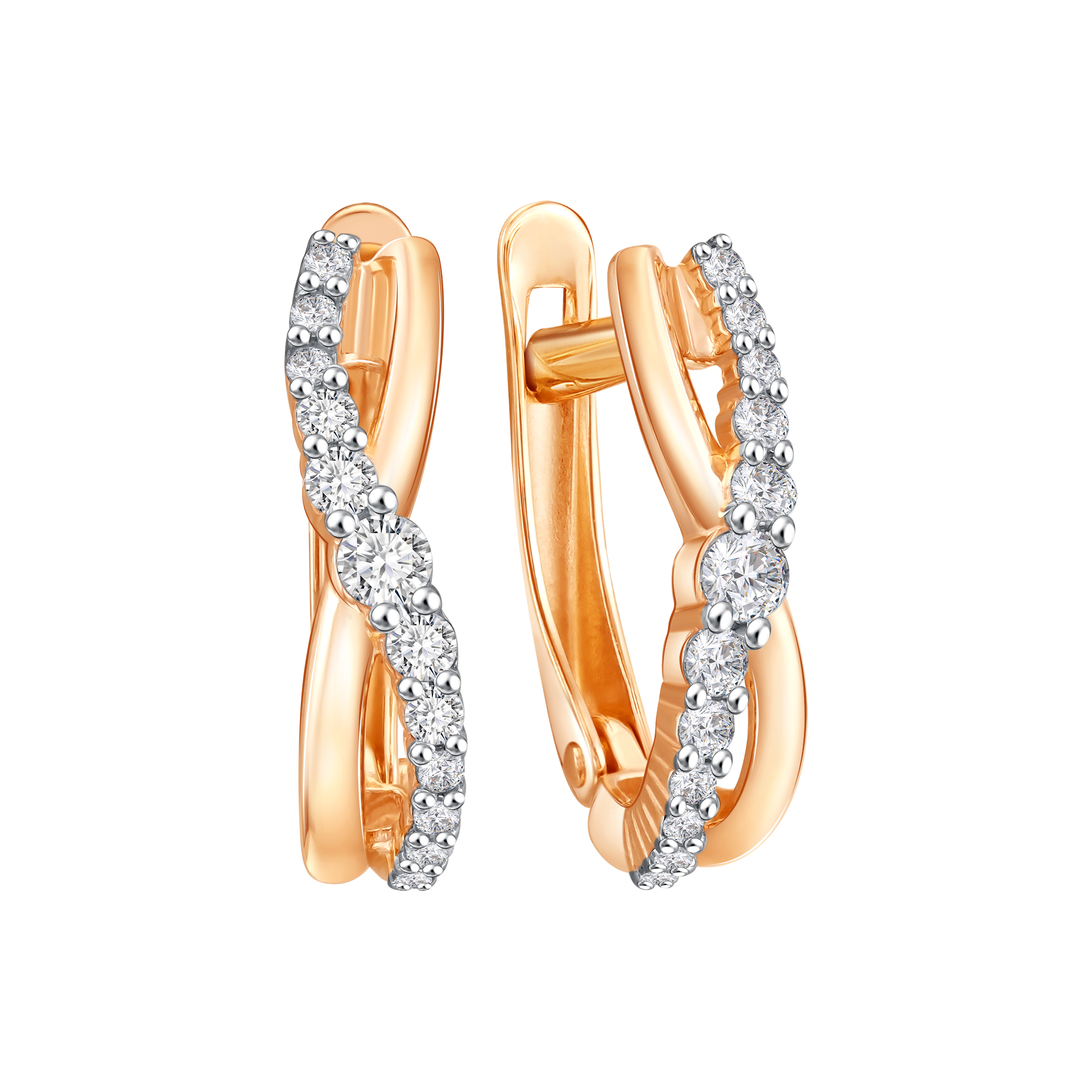 Серьги из красного золота с фианитами