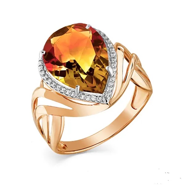 Кольцо из красного золота с султанитом и фианитами