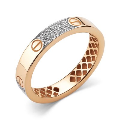 Кольцо из красного золота с фианитами