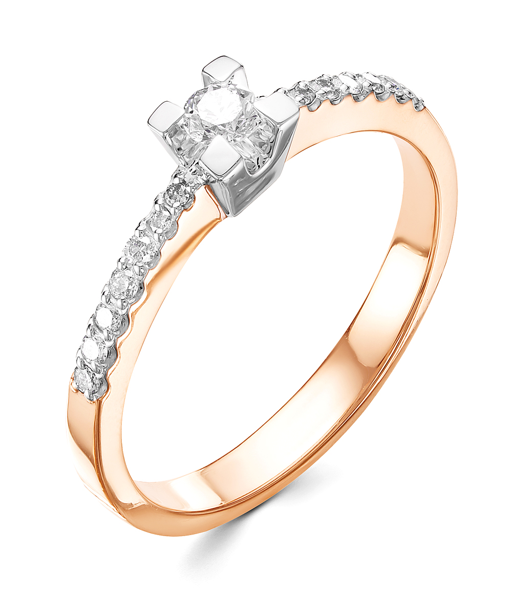 Кольцо из красного золота с бриллиантами