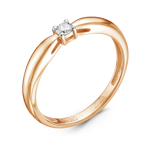 Кольцо из красного золота с бриллиантом