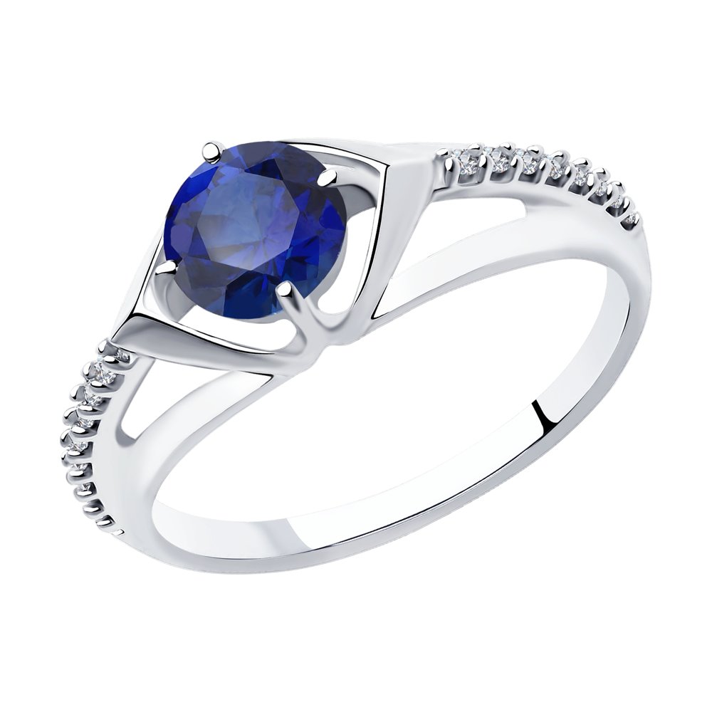 Кольцо из серебра с корундом и фианитами