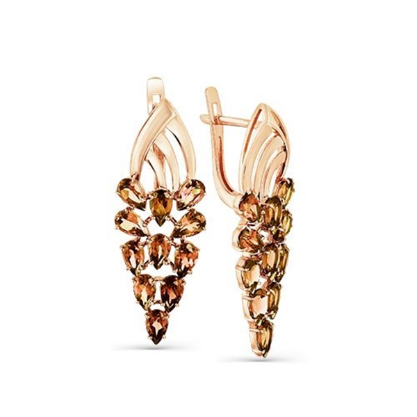 Серьги из красного золота с султанитами