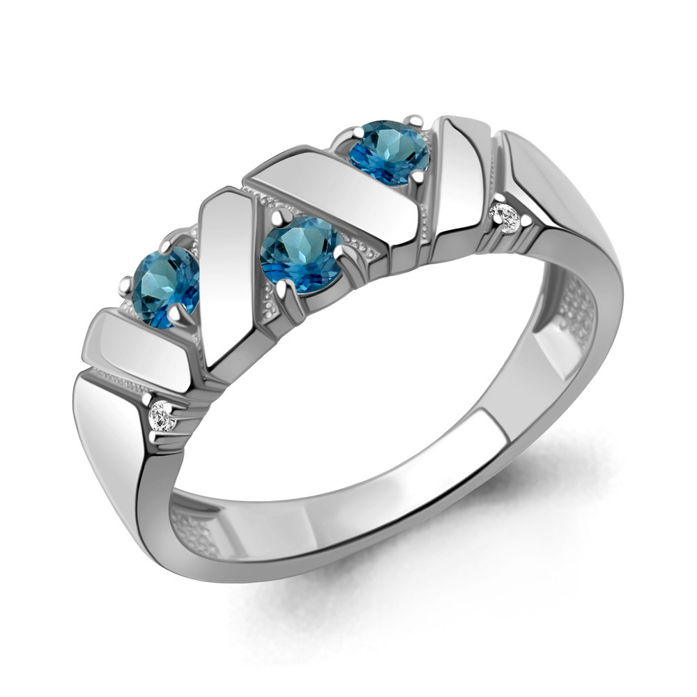 Кольцо из серебра с топазами и фианитами