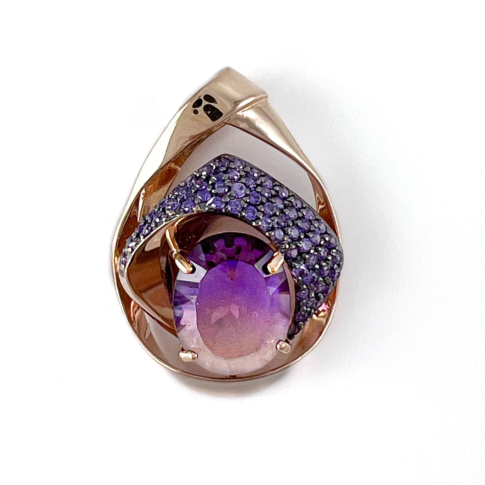Подвеска из красного золота с аметрином и фианитами