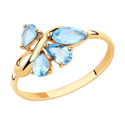 Кольцо из красного золота с топазами