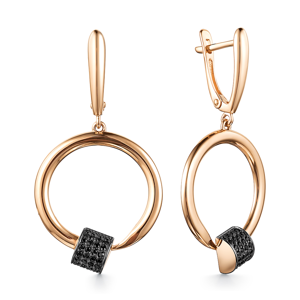 Серьги из красного золота с фианитами