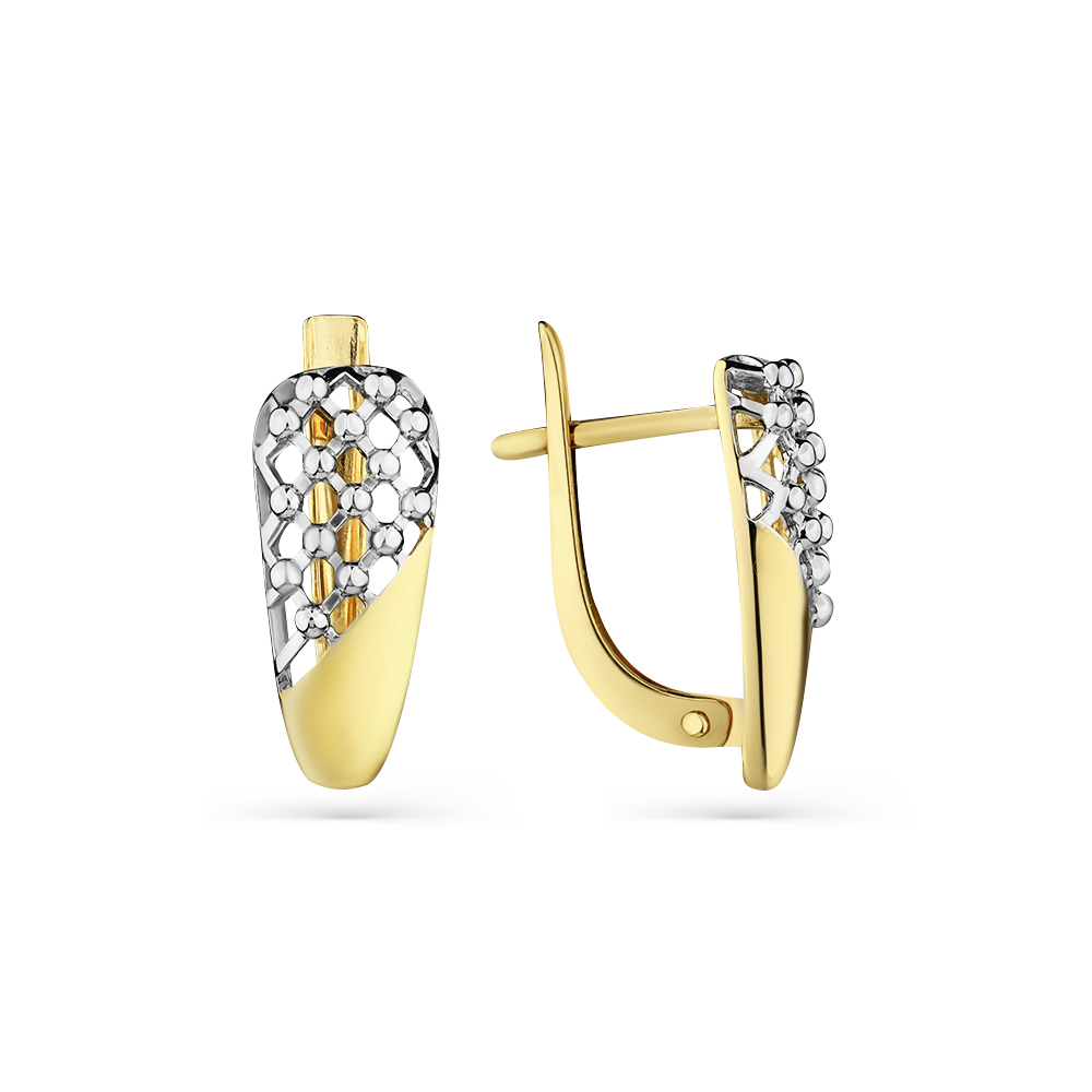 Серьги из желтого золота с фианитами