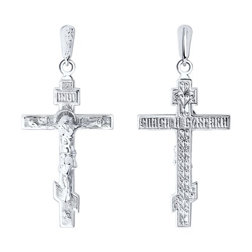 Крестик православный из белого золота