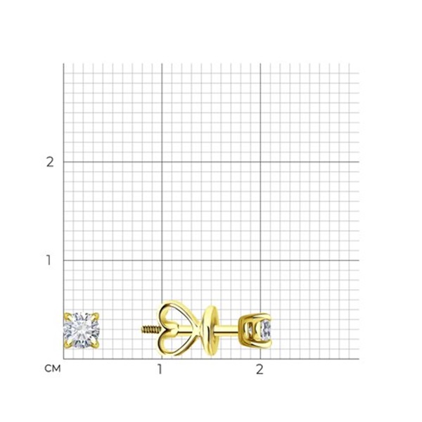 Серьги пусеты из желтого золота с бриллиантами и рубинами