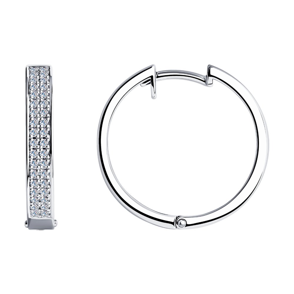 Серьги конго из белого золота с бриллиантами