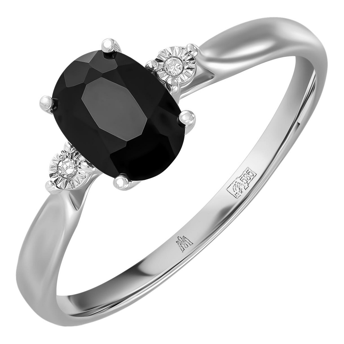 Кольцо из белого золота с сапфиром и бриллиантами