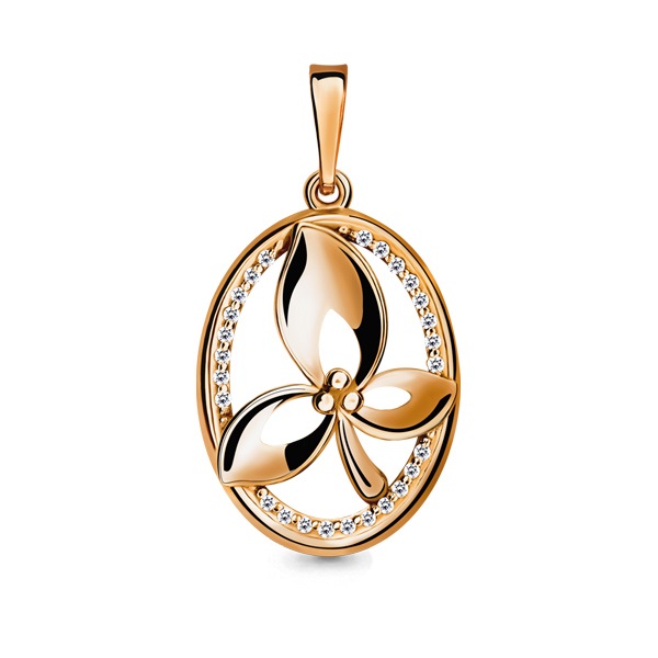 Подвеска из красного золота с фианитами