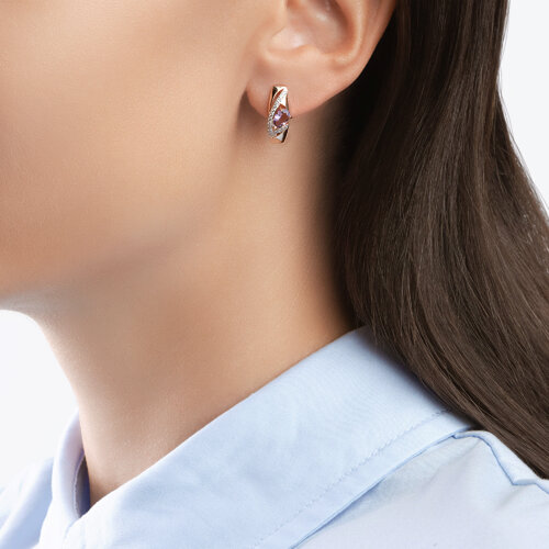 Серьги из красного золота с аметистами и фианитами