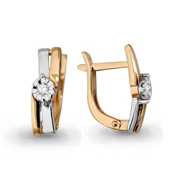 Серьги из комбинированного золота с бриллиантами